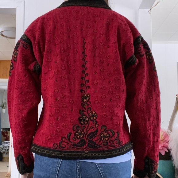 COPY - Dale of Norway Nordic Knit Pure Virgin Wool Cardigan Sweater Red Designs… - Picture 4 of 14